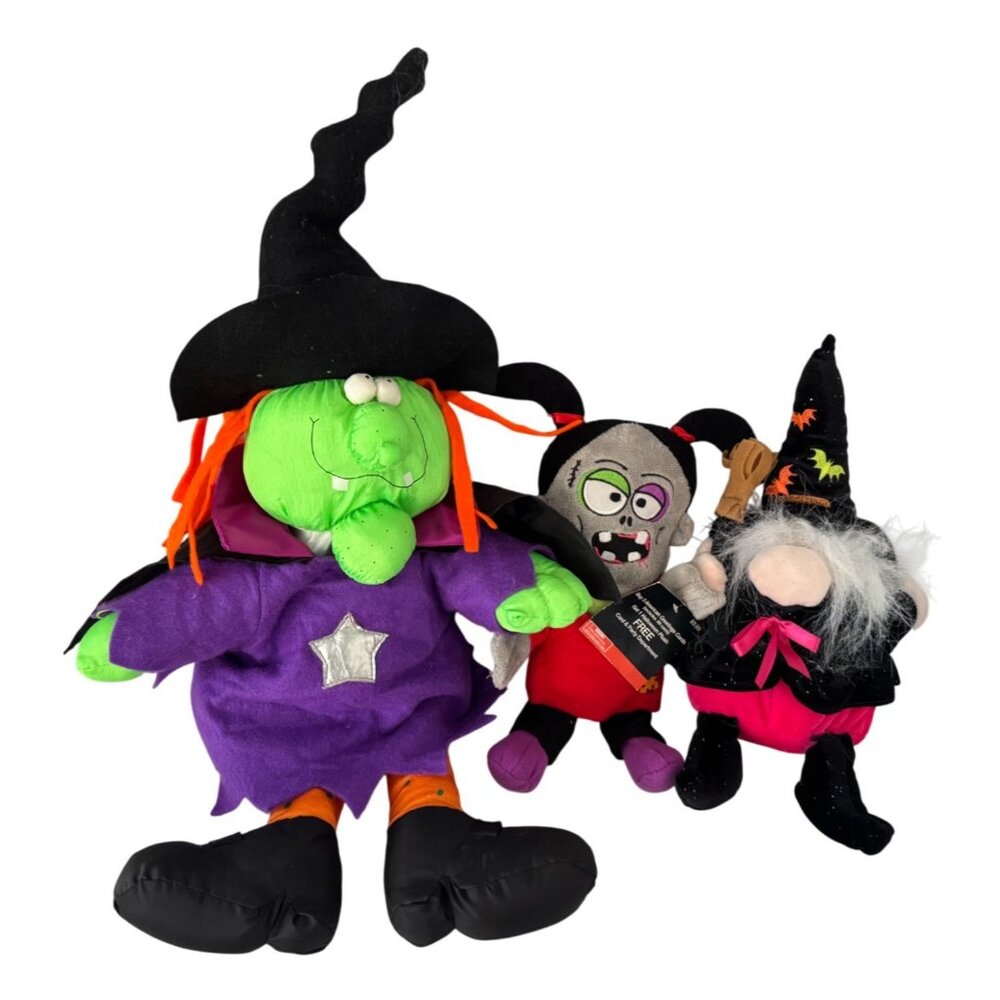 Halloween 2 witches & one Monster Plush Stuffed 24, 12 & 14" 60/8060 of 80 chara